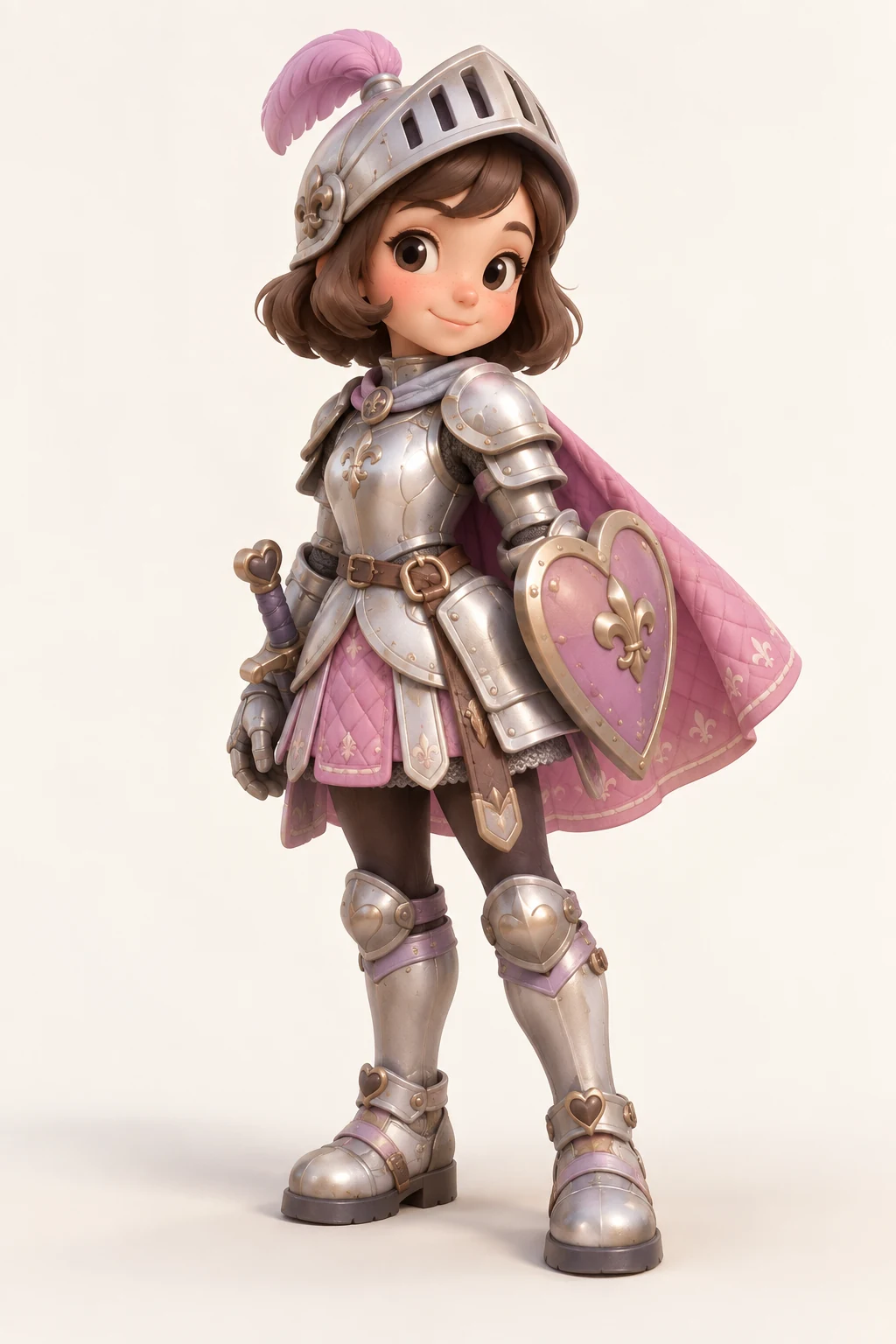 Pink knight source artwork for image-to-3D generation