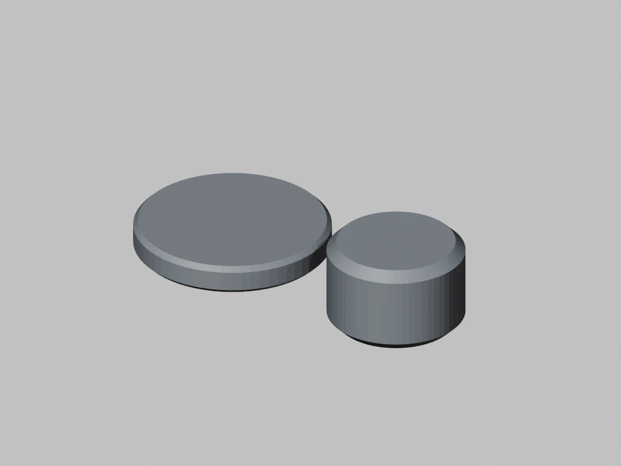 Separate gray base and cap meshes displayed side by side