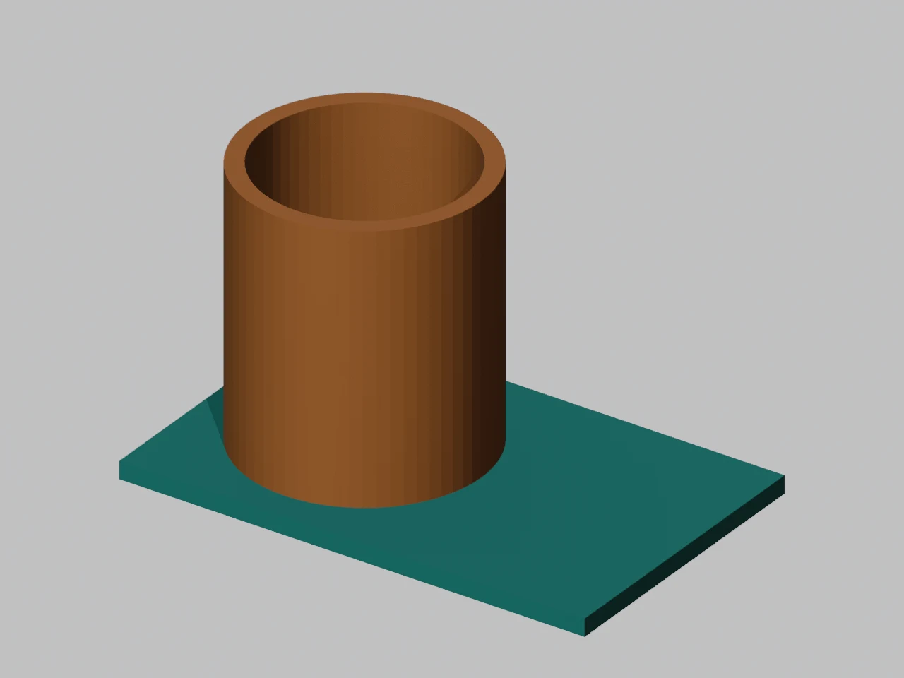 Desk organizer rendered from the converted 3MF, retaining the teal base and orange cup
