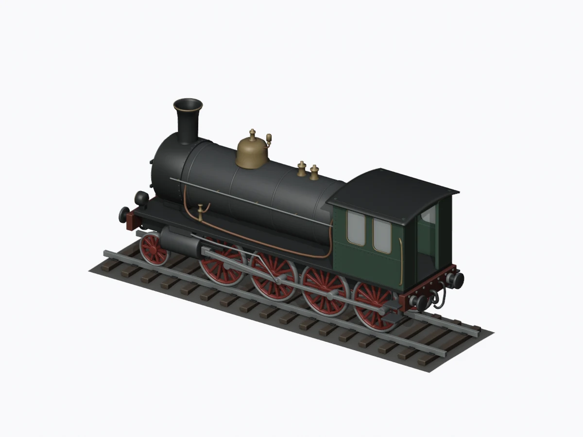 Steam locomotive, rendered from the saved Astra image-to-3D model
