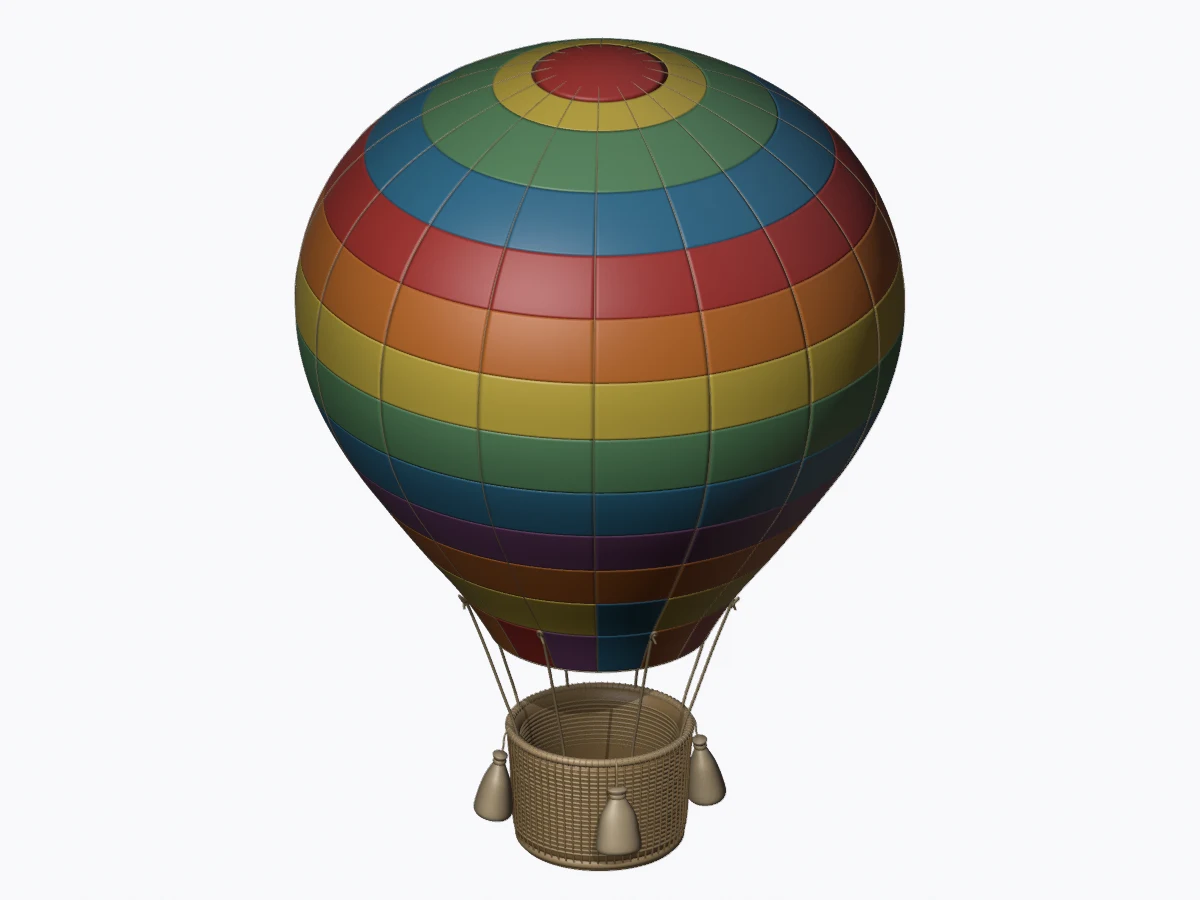 Striped hot-air balloon, rendered from the saved Astra image-to-3D model