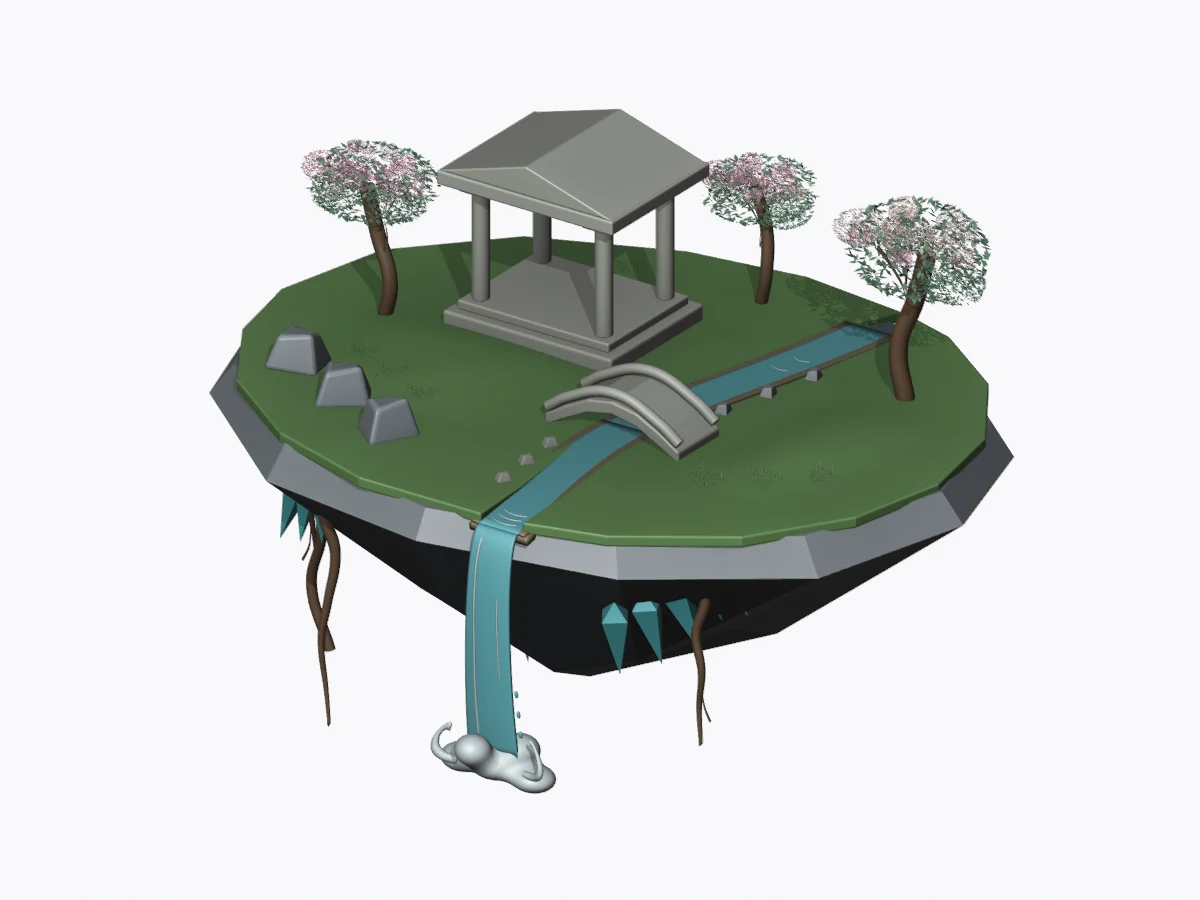 Floating island, rendered from the saved Astra text-to-3D model