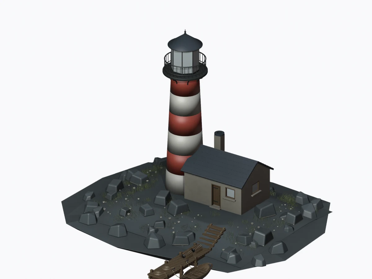 Coastal lighthouse, rendered from the saved Astra text-to-3D model