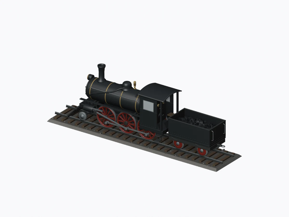 Steam locomotive, rendered from the saved Astra text-to-3D model