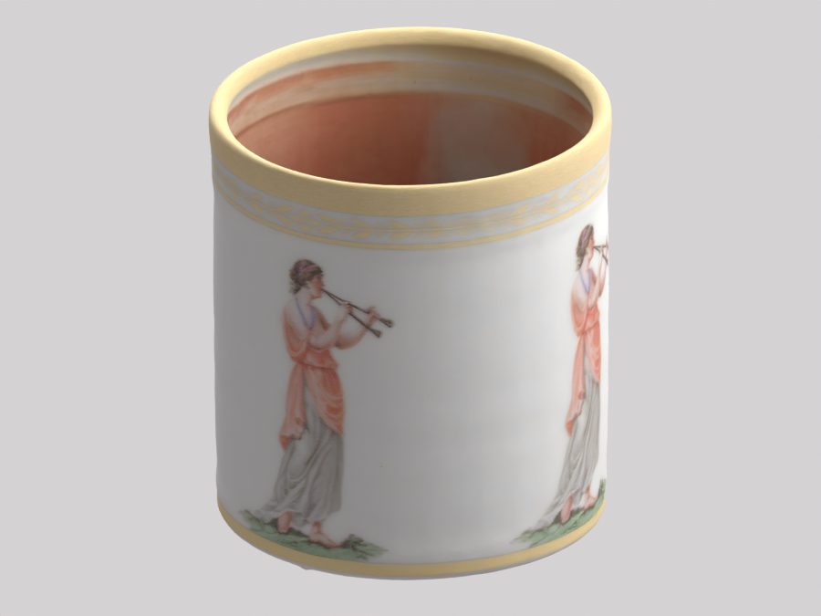 Actual generated porcelain cup rear inspection view