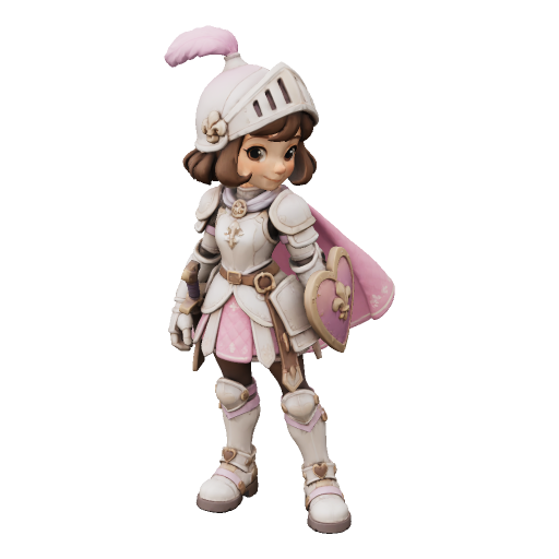 Pink knight figurine 3D model generated in Quady3D with Tripo H3.1