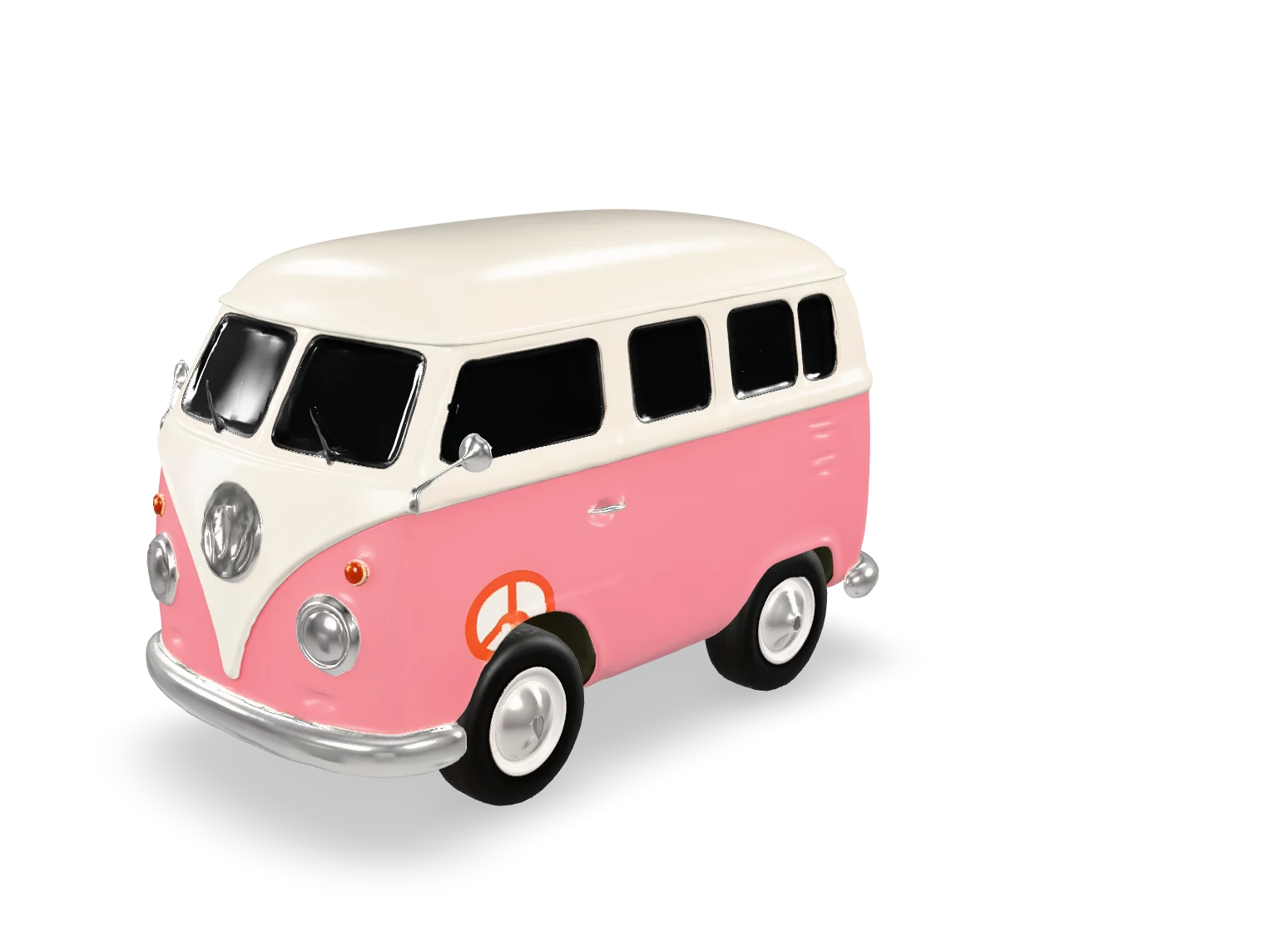 3D render of Pink & white camper van