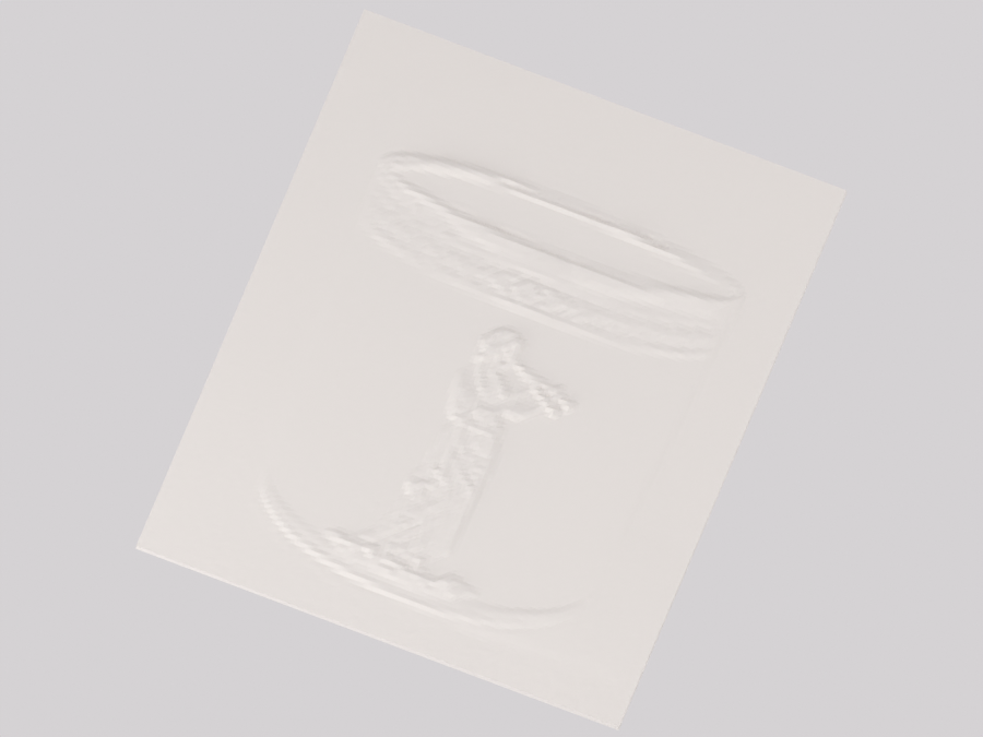 Render of the actual One photo, one flat lithophane STL geometry