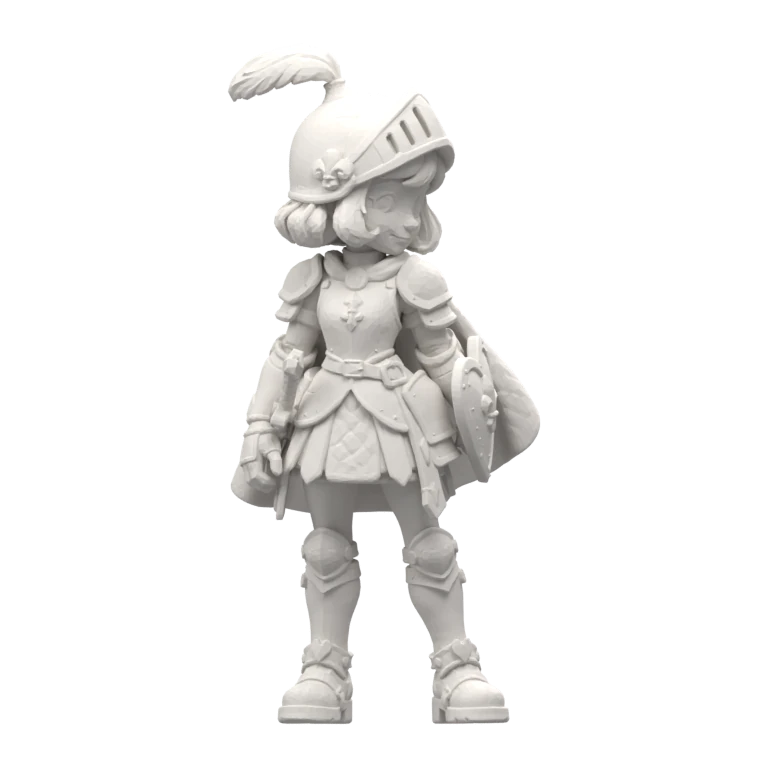 Inspection render of the actual Pink knight: artwork to figurine STL geometry