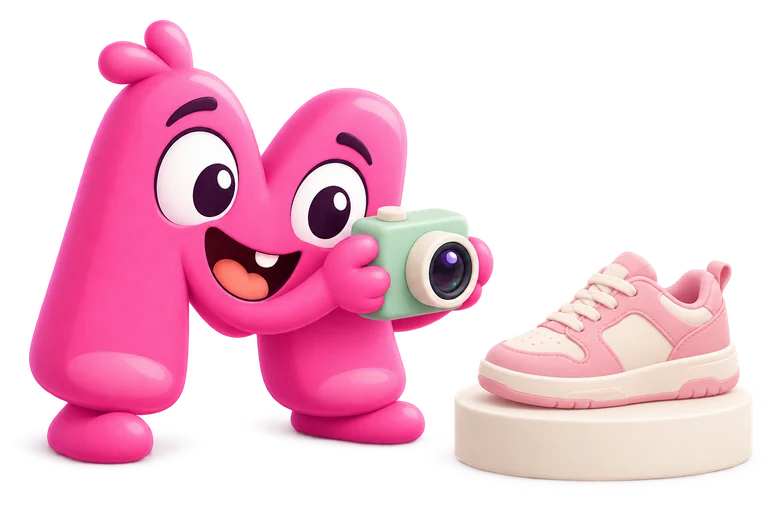 Quady photographing a single sneaker