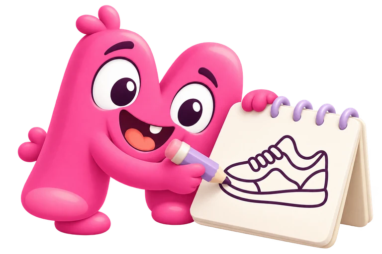 Quady drawing a clean sneaker outline