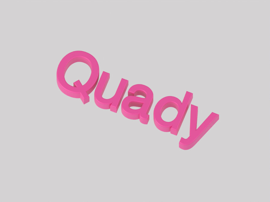 Render of the actual Quady in 3D letters GLB