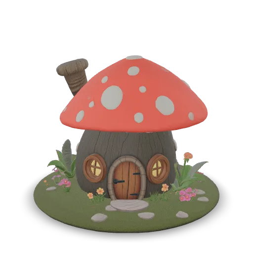 Mushroom cottage generated by Quady3D with Meshy 7.1
