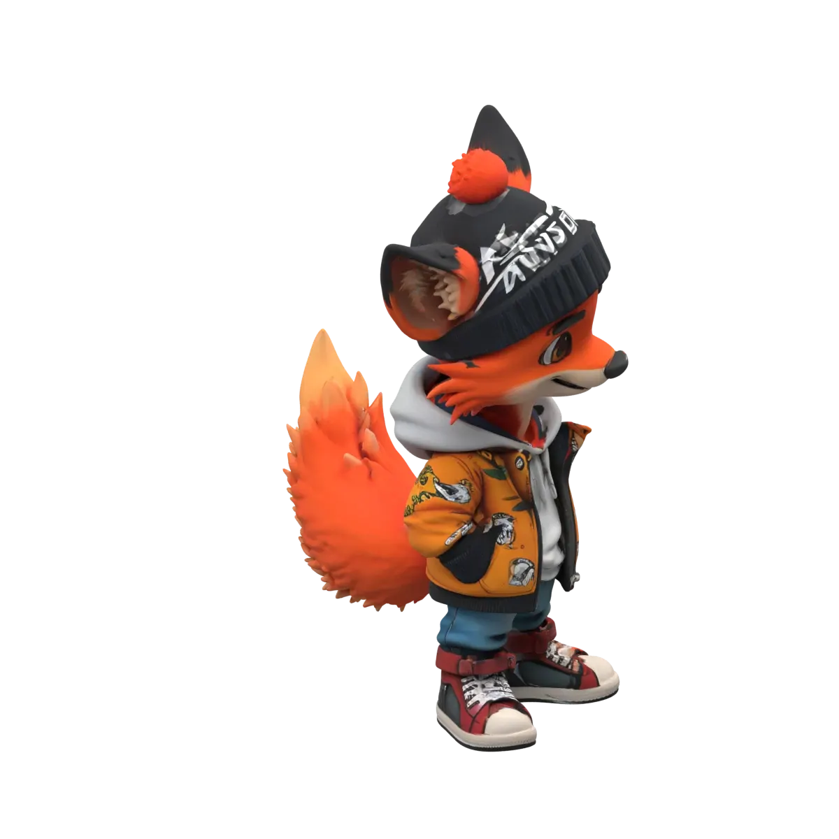 Colorful streetwear fox 3D character from the Quady3D community